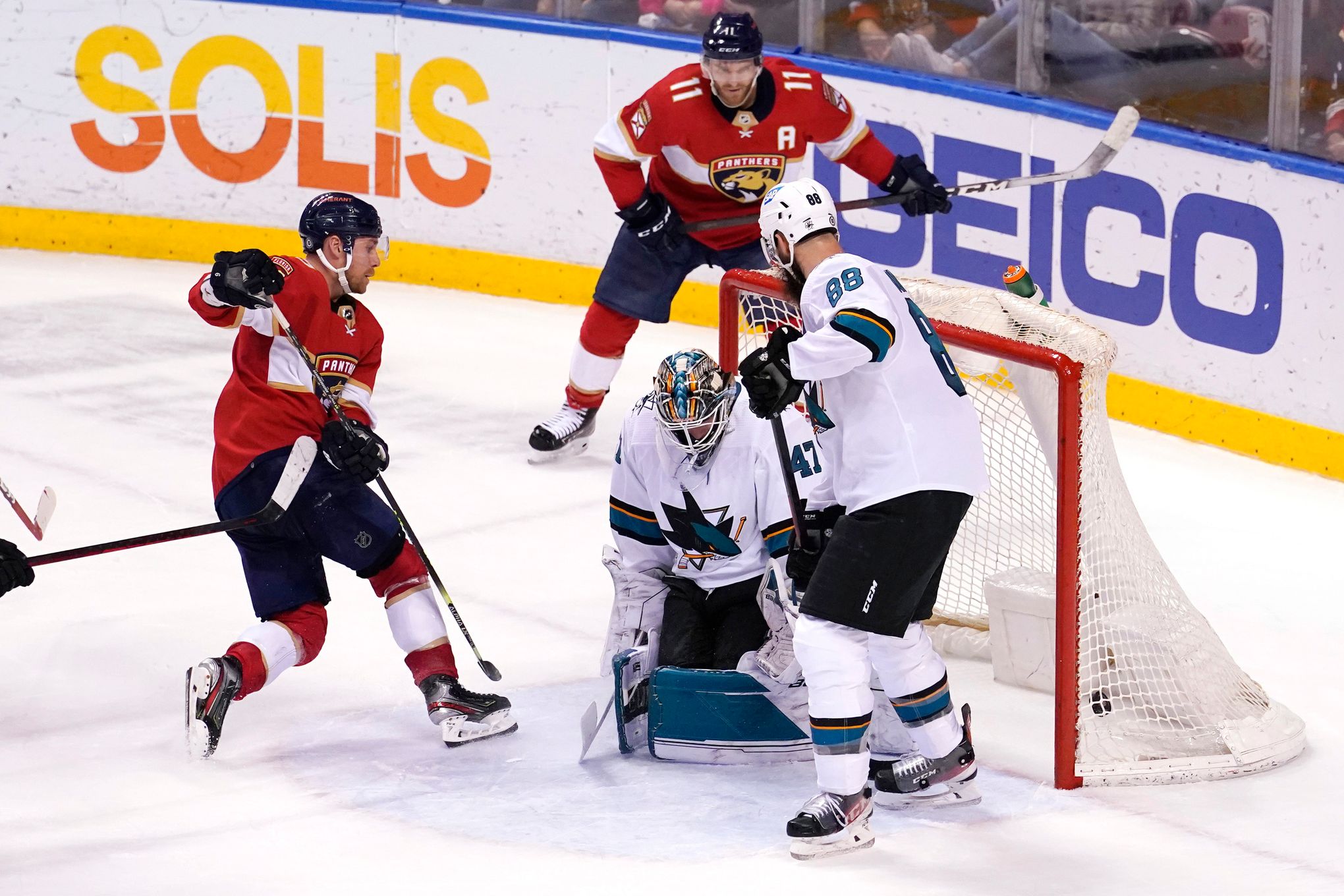 Huberdeau's big night leads first place Panthers past Carolina in overtime