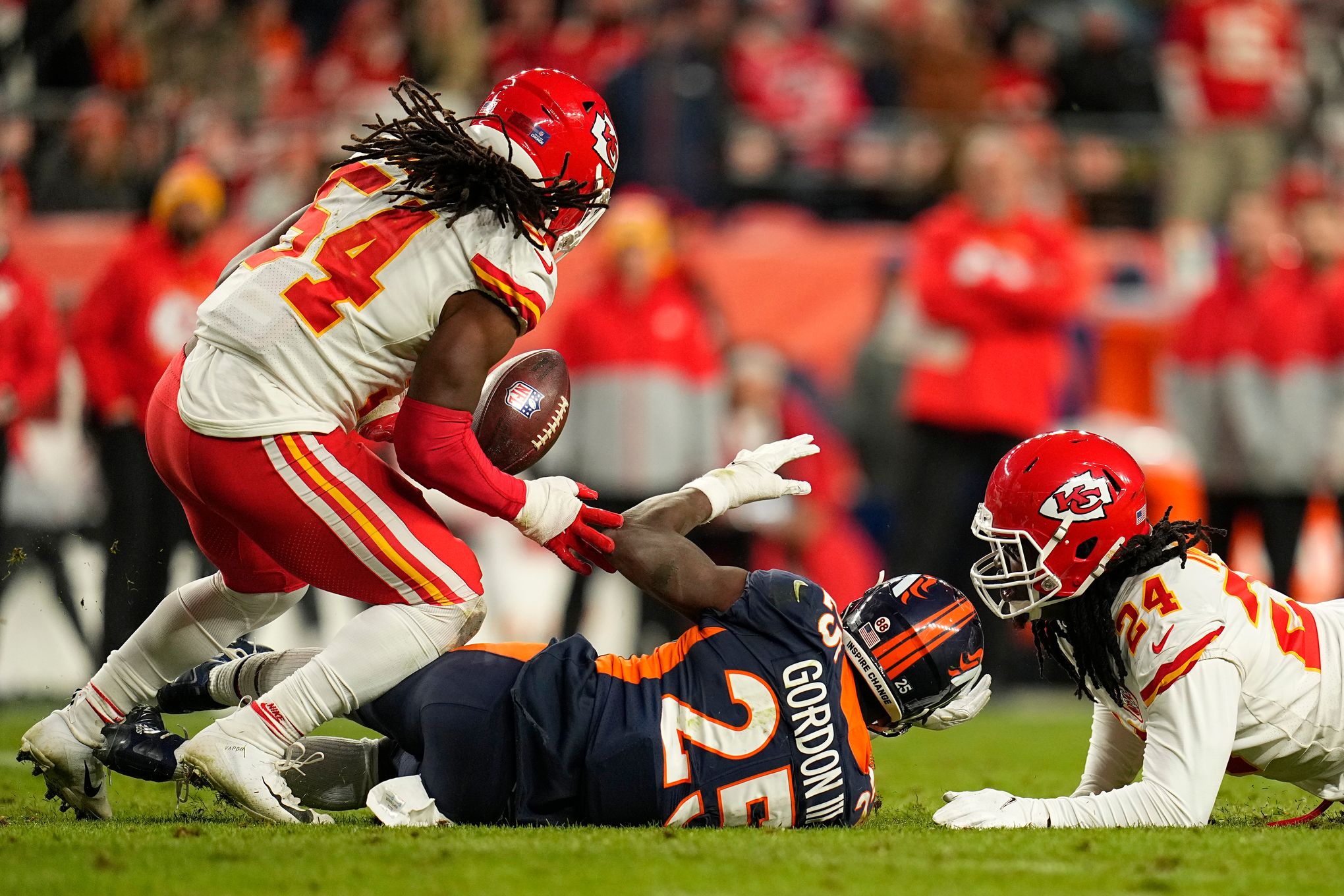 Kansas City Chiefs 28-24 Denver Broncos: Nick Bolton's 86-yard fumble  return guides Chiefs to win over Broncos, NFL News