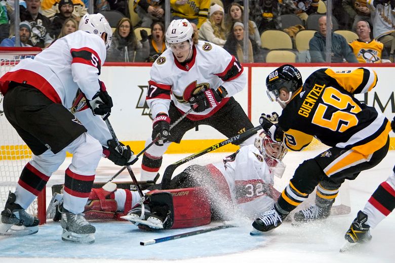 Crosby and Malkin score, Penguins hold off Senators 6-4 - Seattle