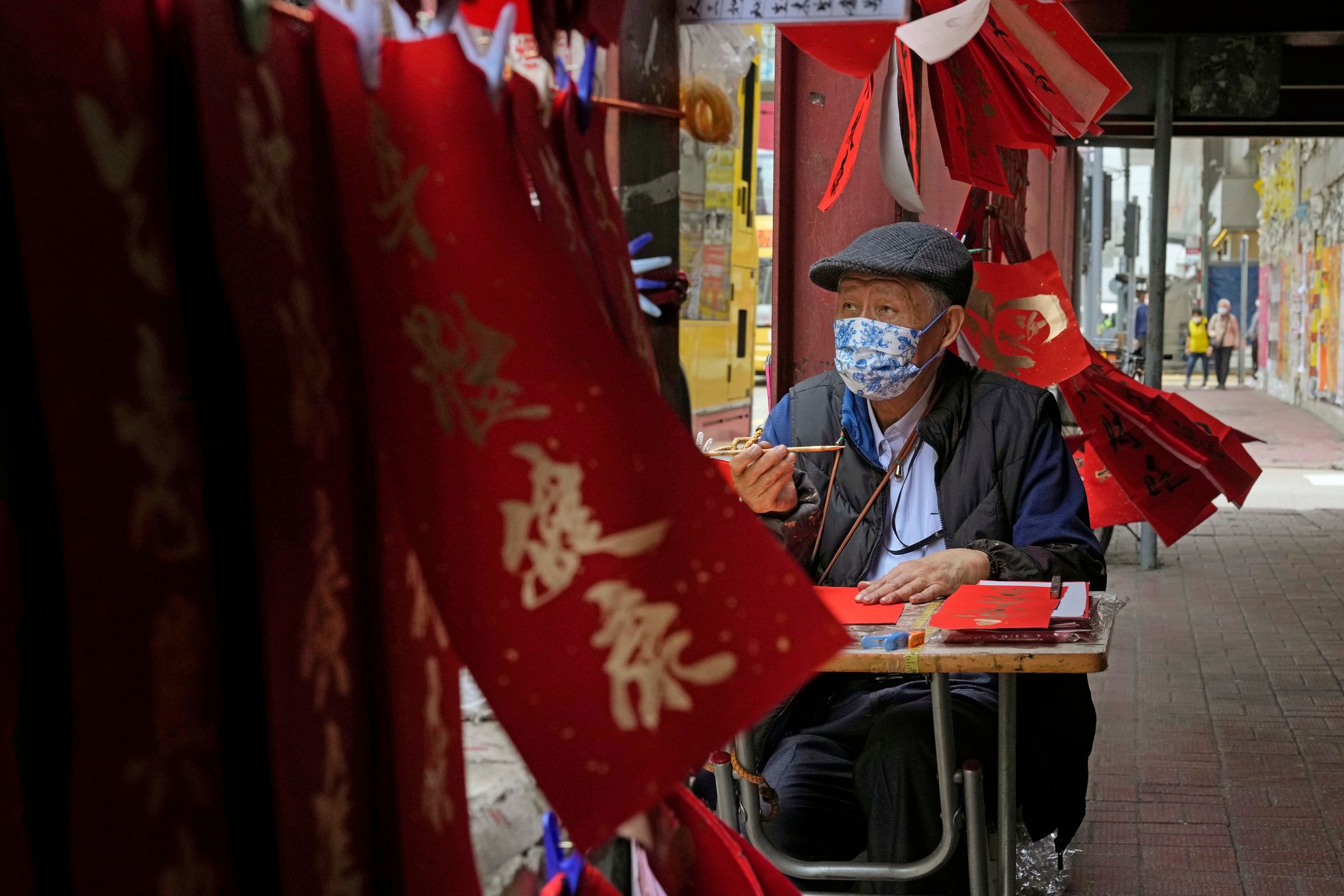 Writing of Chinese new year calligraphy, phrase meaning is blessing for  good health Stock Photo - Alamy