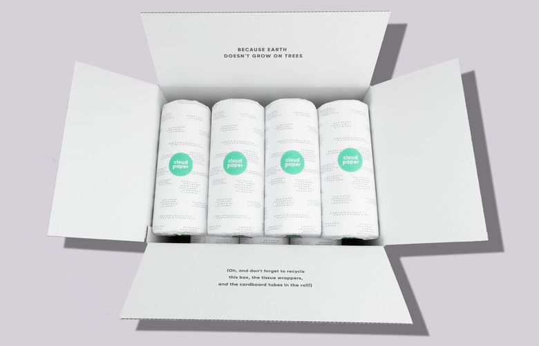 Seattle-based startup Cloud Paper hopes to use a recent $5 million funding round to build its commercial and direct-to-consumer paper products business. A box of Cloud Paper paper towels is pictured above, thought toilet paper remains Cloud’s “hero product,” according to the company.