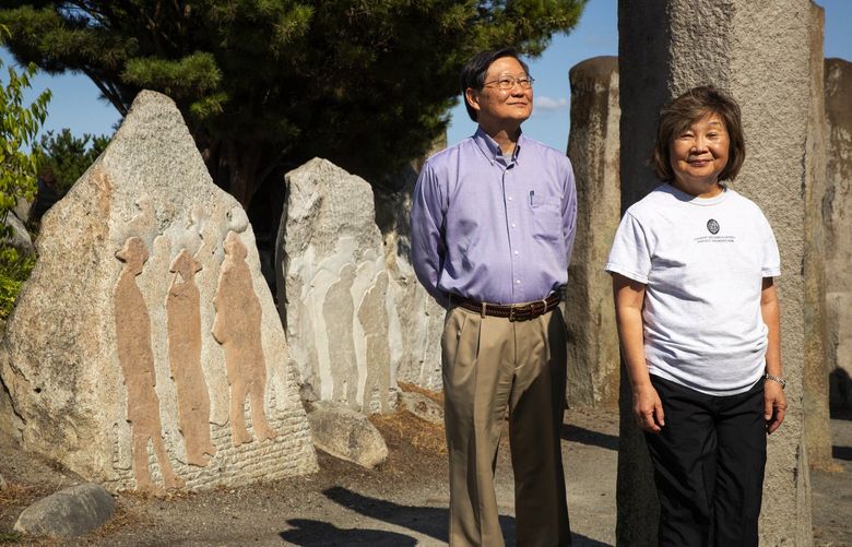 Lihuang Wung, left, and Theresa Pan Hosley led the planning and construction of the Chinese Reconciliation Park and the Tacoma Chinese community’s efforts to educate the community about their history.
Thursday August 19, 2021. 217994