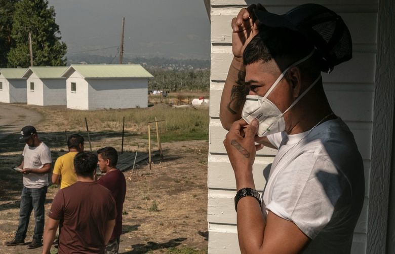 N95 masks are distributed to farm workers in Medford, Ore., Aug. 28, 2021. With the Omicron wave receding, many places are starting to remove at least some of their remaining pandemic restrictions but millions of Americans remain vulnerable to COVID-19. (Jordan Gale/The New York Times) XNYT168 XNYT168