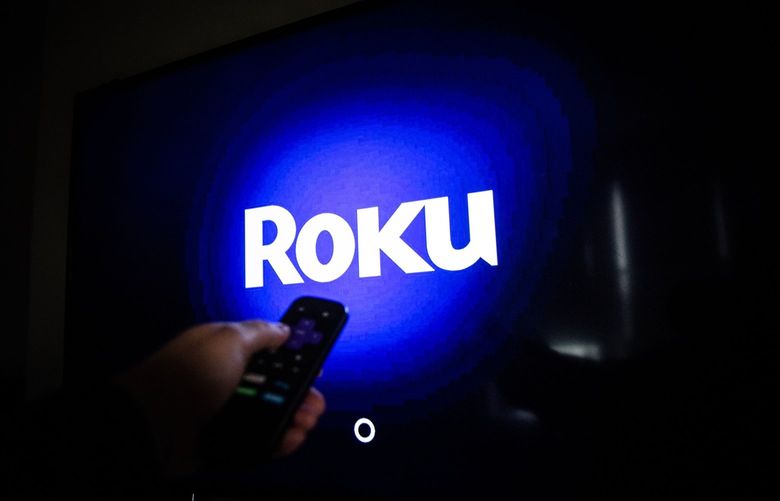 A Roku Inc. signage on a Smart television in an arranged photograph in Hastings-on-Hudson, New York, U.S., on Sunday, May 2, 2021. Roku Inc. is scheduled to release earnings figures on May 6. Photographer: Tiffany Hagler-Geard/Bloomberg