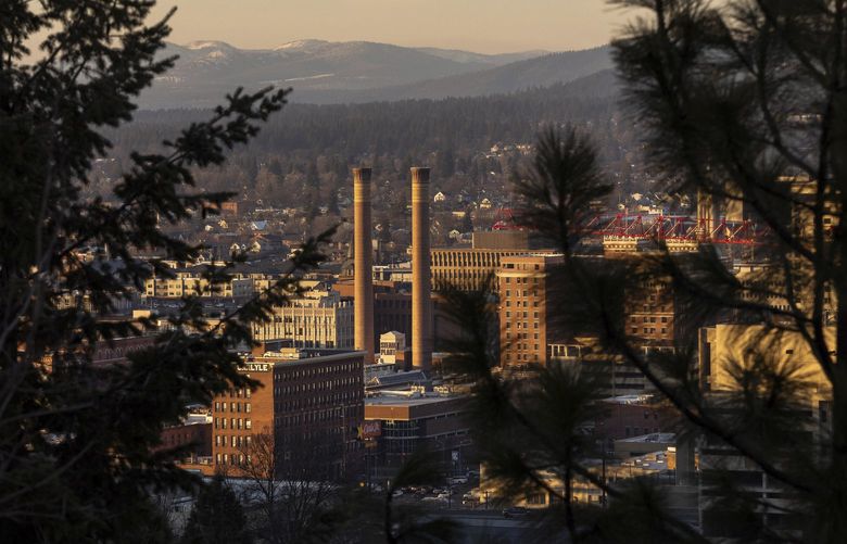 — EMBARGO: NO ELECTRONIC DISTRIBUTION, WEB POSTING OR STREET SALES BEFORE 3:01 A.M. ET ON SUNDAY, FEB. 20, 2022. NO EXCEPTIONS FOR ANY REASONS — An old steam plant that has been turned into a restaurant in Spokane, Wash., Jan. 27, 2022. An influx of new residents fleeing more expensive cities pushed up home prices 60% in Spokane in the past two years. (Rajah Bose/The New York Times)