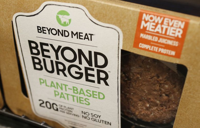 A package of Beyond Burger by Beyond Meat is displayed at a grocery store in Richmond, Va. on June 27, 2019. (AP Photo / Steve Helber, File)