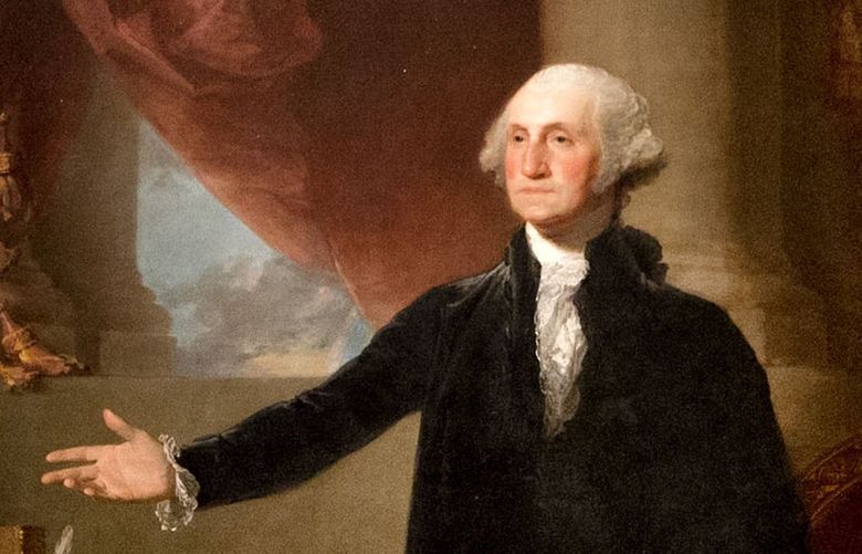 This photo taken Aug. 27, 2014 shows presidential portraits, including this painting of George Washington by artist Gilbert Stuart from 1796, at the National Portrait Gallery in Washington. One of the most famous portraits of George Washington will soon get a high-tech examination and face-lift of sorts with its first major conservation treatment in decades. The Smithsonian’s National Portrait Gallery has begun planning the conservation and digital analysis of the full-length “Lansdowne” portrait of the first president that was painted by Gilbert Stuart in 1796, museum officials told The Associated Press. The 8-foot-by-5-foot picture is considered the definitive portrait of Washington as president after earlier images in military uniform. (AP Photo/Jacquelyn Martin)