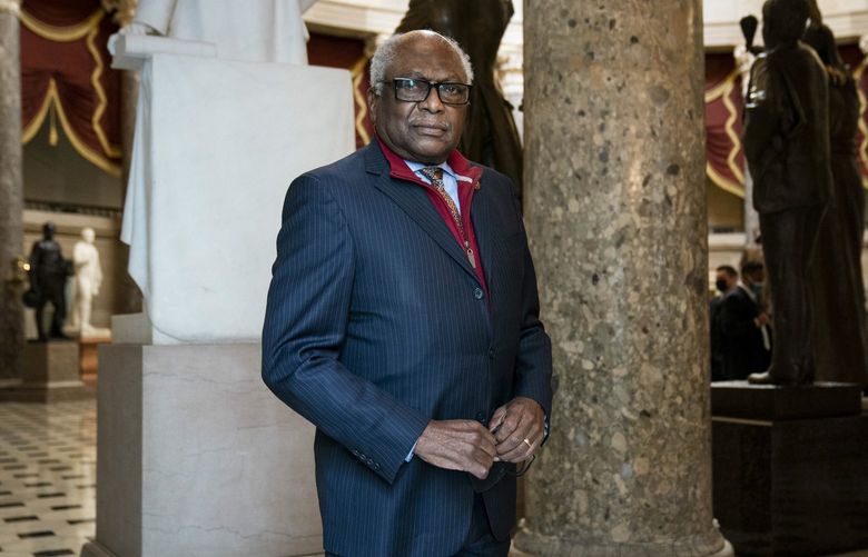Rep. James Clyburn (D-S.C.) at Statuary Hall in the Capitol in Washington, Feb. 2, 2022. Clyburn is mounting an aggressive campaign to persuade President Biden to nominate Judge J. Michelle Childs to the Supreme Court.
 (Sarah Silbiger/The New York Times) XNYT140 XNYT140