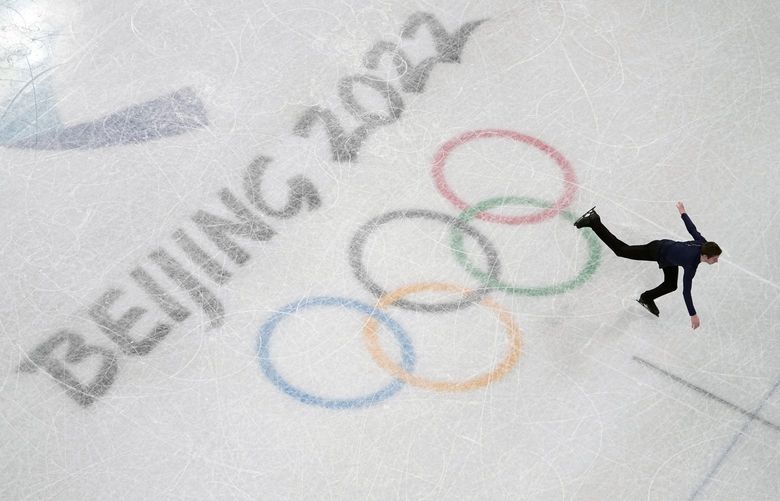 Morisi Kvitelashvili, of Georgia, competes during the men’s singles short program team event in the figure skating competition at the 2022 Winter Olympics, Friday, Feb. 4, 2022, in Beijing. (AP Photo/Jeff Roberson) OLYJR110 OLYJR110