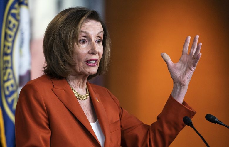 Speaker of the House Nancy Pelosi of Calif., speaks during her weekly news conference, Wednesday, March 9, 2022, on Capitol Hill in Washington. (AP Photo/Jacquelyn Martin) DCJM112 DCJM112