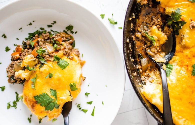 Featuring cremini mushrooms, ground lamb and kale, this twist on traditional sheperd’s pie is packed with veggies and flavor.
