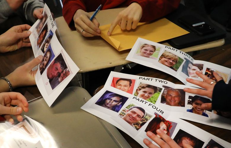 Ballard High students attempt to determine which photos are real and which are fake through an exercise about misinformation.  This is a UW-led effort to teach kids to spot and combat misinformation.

Ref to more photos online

Friday March 11, 2022 219836