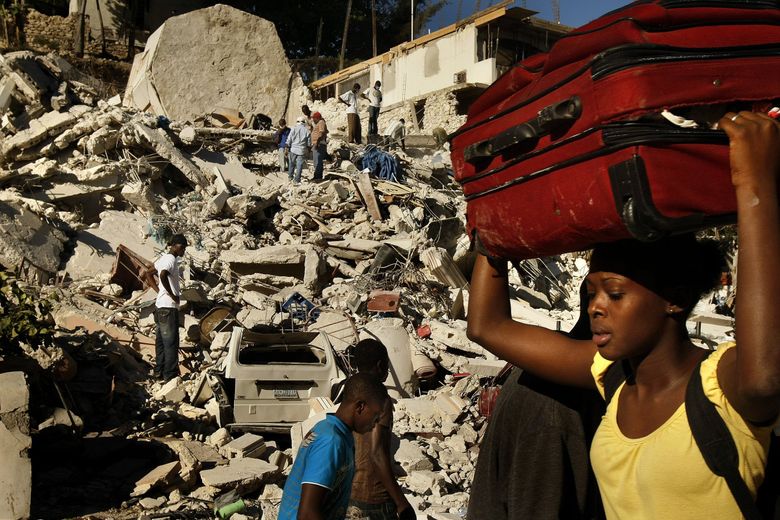 A 7.0-magnitude earthquake in 2010 killed more than 300,000 people in Haiti. That quake originated about 6 miles below the surface. These survivors were in Port-au-Prince, a city about the size of Seattle. The quake’s epicenter was 16 miles from Port-au-Prince. A quake of this type eventually will hit the Seattle Fault Zone. (MCT, 2010)