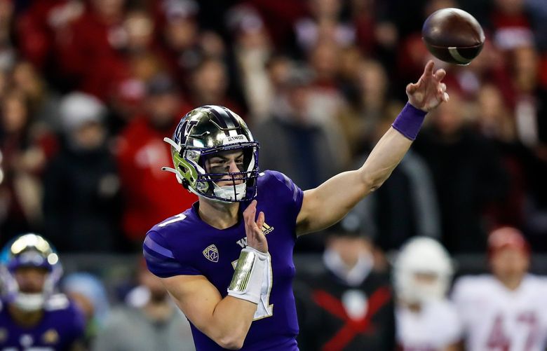 Husky Stadium – Apple Cup – University of Washington Huskies vs. Washington State University Cougars – 112621

Washington Huskies quarterback Sam Huard throws out a pass during the fourth quarter Friday, Nov. 26, 2021, in Seattle. 218907