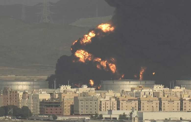 steers his car during the Formula One Grand Prix it in Jiddah, Saudi Arabia, Friday, March 25, 2022. (AP Photo/Hassan Ammar) DV123 DV123