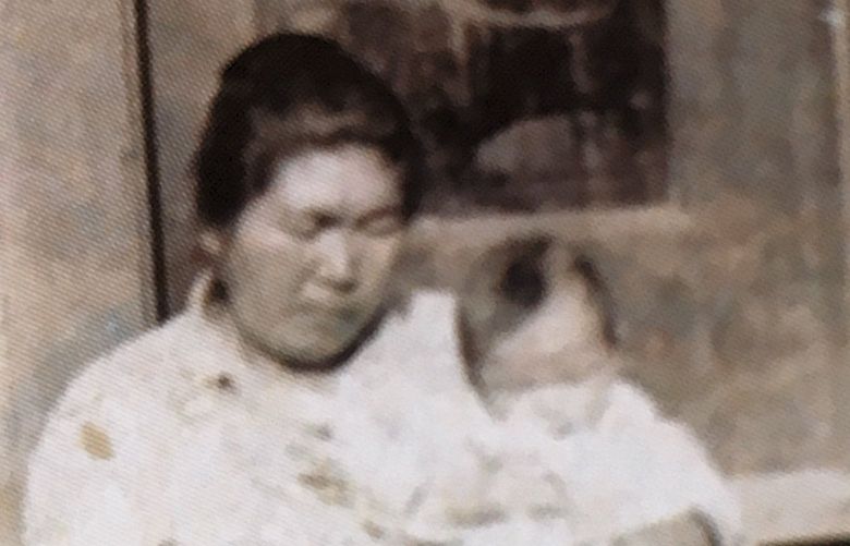 Naomi Ishisaka’s great grandmother, Momoju Ishisaka with her father, Anthony Hideki Ishisaka, as a baby at the Granada Relocation Center, known as Camp Amache, in late 1944 or 1945.