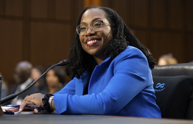 Judge Ketanji Brown Jackson, President Joe Biden’s nominee to the Supreme Court, testifies before the Senate Judiciary Committee on the third day of her confirmation hearings on Capitol Hill in Washington, March 23, 2022. Sen. Joe Manchin (D-W.Va.) said on March 25 that he would vote to confirm Judge Ketanji Brown Jackson for the Supreme Court, signaling that Democrats are uniting behind her after a bruising set of hearings that showed deep opposition by Republicans. (Sarahbeth Maney/The New York Times) XNYT25 XNYT25