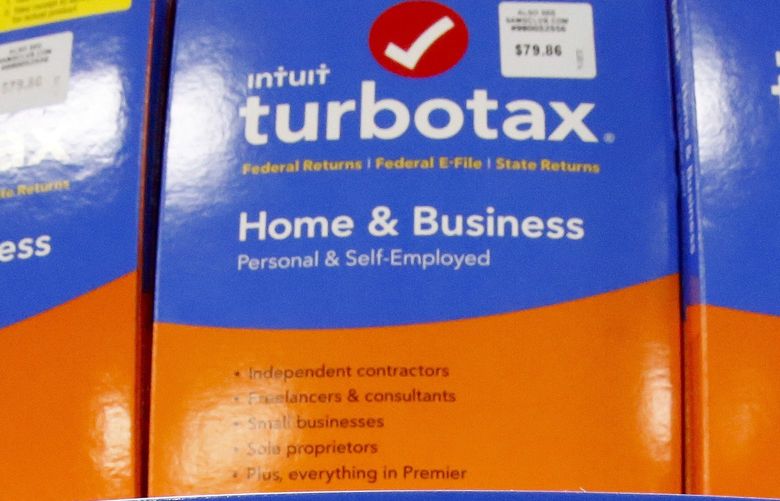 FILE – This Thursday, Feb. 22, 2018 photo shows a display of TurboTax software in a Sam’s Club in Pittsburgh. The Federal Trade Commission is suing TurboTax maker Intuit, Tuesday, March 29, 2022, saying its ads for free tax filing misled consumers. The consumer protection agency said millions of consumers cannot actually use the free tax-prep software option because they are ineligible for it.   (AP Photo/Gene J. Puskar, File) 