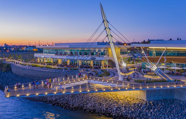 The Grant Street Pier is the focal point of redevelopment on the Vancouver, Washington, waterfront on the north shore of the Columbia River.