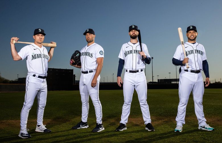 HOLD FOR SPECIAL SECTION

­The Seattle Mariners greatly added to its offensive power with the addition of four players.  From left, Adam Frazier, Robbie Ray, Jesse Winker, and Eugenio Suarez.

The Seattle Mariners Spring Training camp is being held at the Peoria Sports Complex, in Peoria, AZ, March 16, 2022. 219852