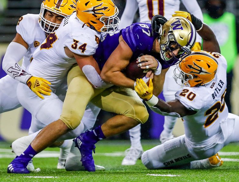 The #Seahawks met with #UW TE Cade Otton at the NFL Combine