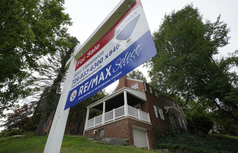 This is a home for sale in Mount Lebanon, Pa., on Tuesday, Sept. 21, 2021. (AP Photo/Gene J. Puskar)