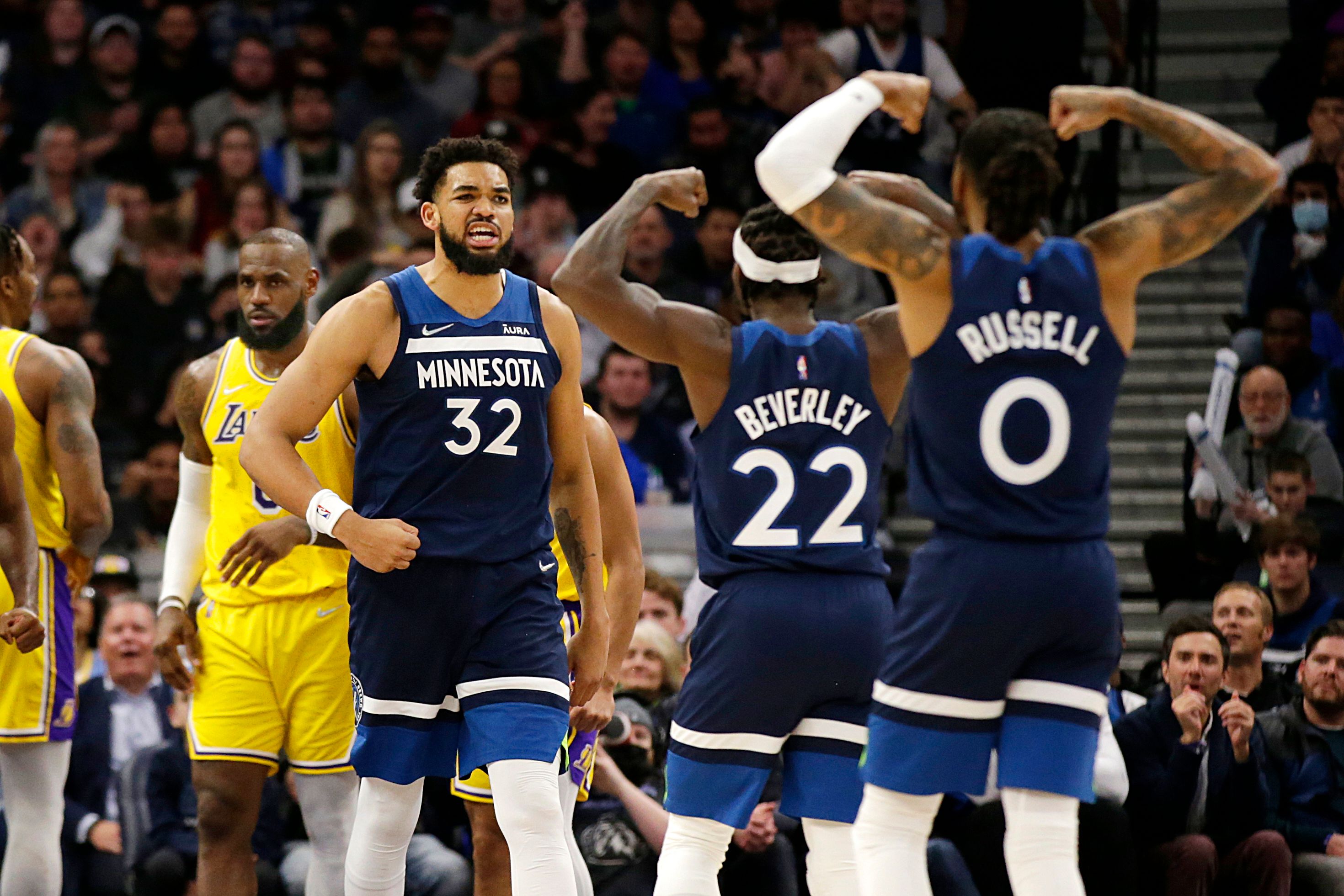 Towns Timberwolves pull away to beat reeling Lakers 124 104 The