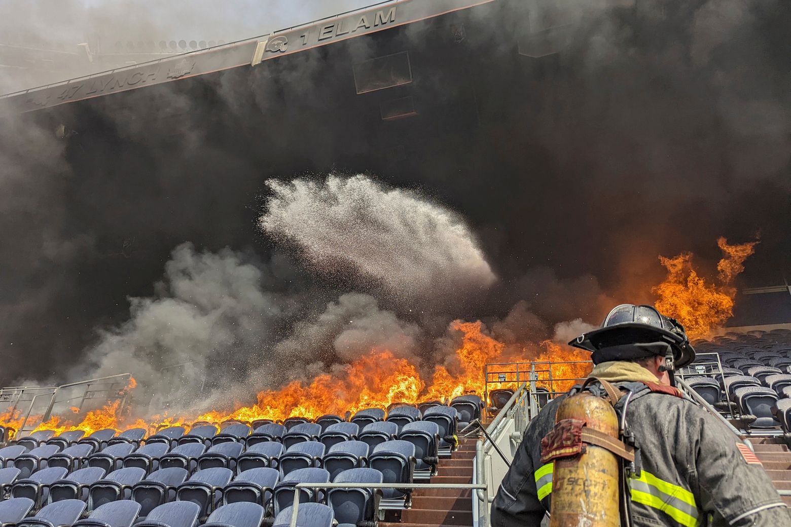 Fire at Denver Broncos' stadium torches seats, suite area