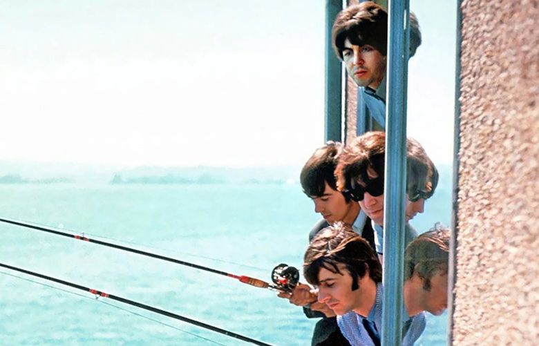 THEN1: The Beatles â€” (clockwise from top) Paul McCartney, John Lennon, Ringo Starr and George Harrison â€” cast for fish in Elliott Bay from a window in room 272 of Seattleâ€™s Edgewater Inn on the afternoon of Aug. 21, 1964, before delivering a 30-minute show that night at the Coliseum. Credit: Clay Eals Collection