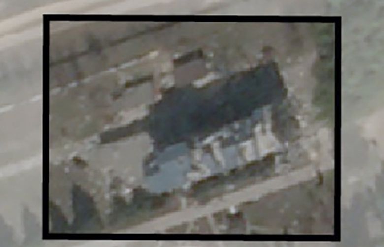 Satellite imagery taken on March 13 and on April 7 showed the damage sustained to a nursing home amid fighting in the Eastern Ukraine area. MUST CREDIT: Planet Labs