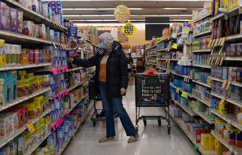A shopper at Gerrity’s Supermarket in Scranton, Pennsylvania, U.S., on Thursday, Feb. 24, 2022. Scranton, Pennsylvania has experienced a recent economic turnaround, but the mood among locals about the state of America remains sour. Photographer: Hannah Beier/Bloomberg