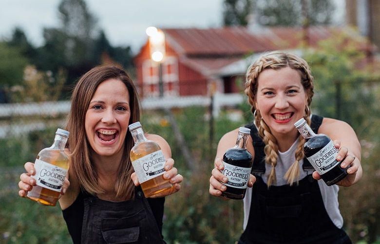 Venise Cunningham, left, and her sister, Belinda Kelly, are business partners and co-owners of Simple Goodness Sisters — producing seasonal syrups, specialty sodas and cocktails. Cunningham’s farm supplies the ingredients and Kelly provides the cocktail expertise. Credit: Rylea Foehl Photography