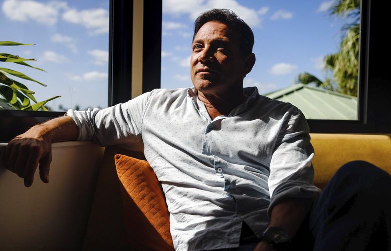 Jordan Belfort at his home in Miami Beach, Fla., April 10, 2022. Belfort, the inspiration for “The Wolf of Wall Street,” is marketing himself as a cryptocurrency guru. (Scott McIntyre/The New York Times) XNYT45 XNYT45
