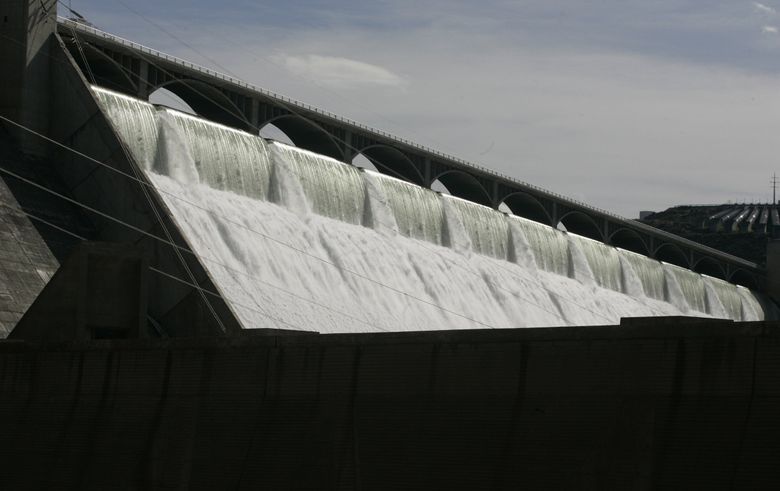 Folk singer Woody Guthrie wrote “Roll On, Columbia, Roll On” about the Columbia River (this is the Grand Coulee Dam on the river in Eastern Washington), and it was approved as the official Washington state folk song in 1987. (Alan Berner / The Seattle Times, 2008)