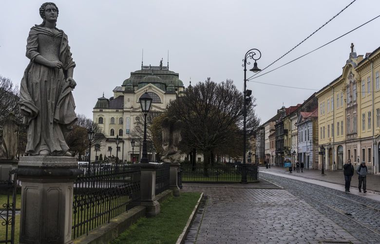 The center of Kosice, Slovakia, where an investigation exposed how Russian clandestine operations are trying to sow discord in Europe, seen here on April 9, 2022. Friends and family were mystified by how Bohus Garbar, down on his luck and on welfare benefits, could donate thousands of euros to Kremlin-friendly, far-right political parties. Officials say he has now confessed to taking bribes from Russian military intelligence. (Brendan Hoffman/The New York Times)