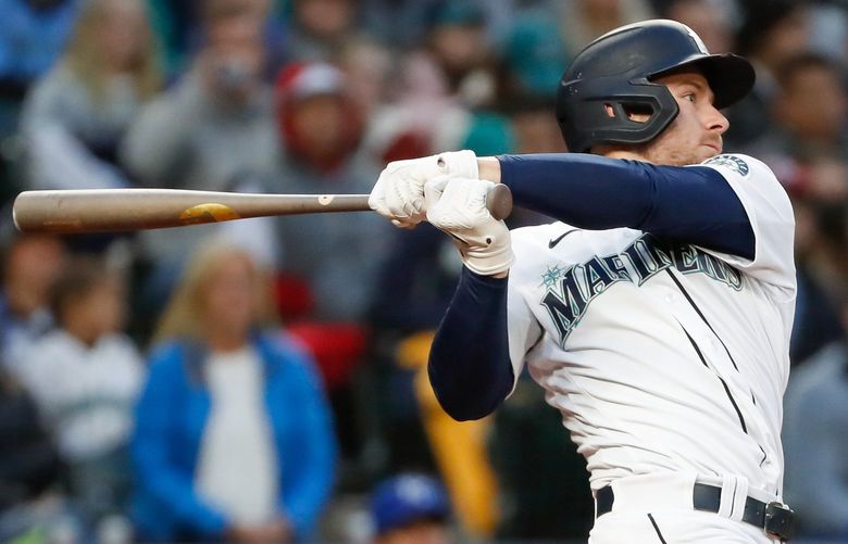 T-Mobile Park – Kansas City Royals at Seattle Mariners – 042222

Seattle Mariners right fielder Jarred Kelenic follows through on a two-run RBI triple during the fourth inning Friday, April 22, in Seattle, Wash. 220212