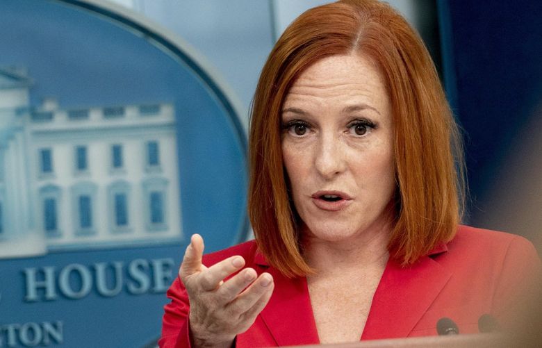 White House press secretary Jen Psaki speaks at a press briefing at the White House in Washington, Monday, April 25, 2022. (AP Photo/Andrew Harnik) DCAH111 DCAH111