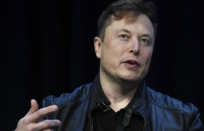 FILE – Tesla and SpaceX Chief Executive Officer Elon Musk speaks at the SATELLITE Conference and Exhibition in Washington, Monday, March 9, 2020.  (AP Photo/Susan Walsh, File) NY116 NY116