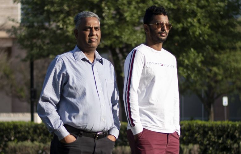 Barathimohan Ganesan and his son, Niranjan Barathimohan, in Frisco, Texas on April 22, 2022. Children of temporary visa holders who can’t gain permanent residency are one of several groups urging the Biden administration to act on an immigration overhaul. (Emil Lippe/The New York Times)