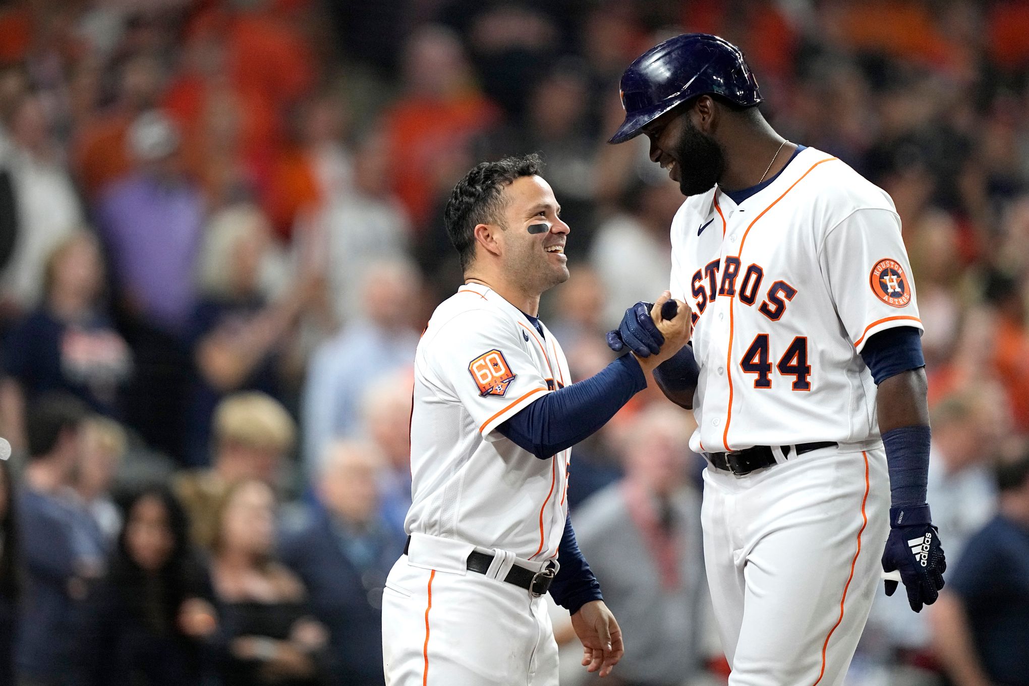 Houston Astros Jose Altuve stands in the infield while New York