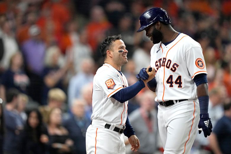 Houston Astros second baseman Jose Altuve celebrates with