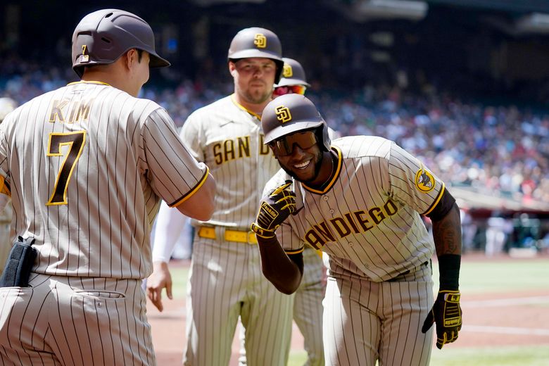 Pitcher Nick Martinez of the San Diego Padres celebrates with