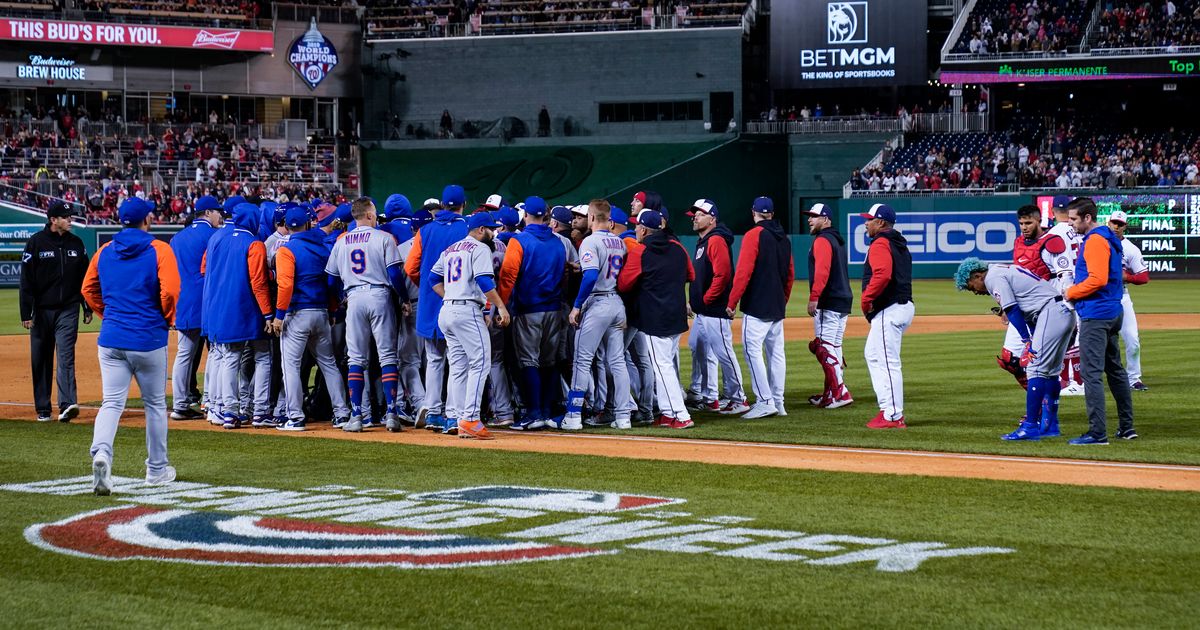 Benches clear in testy affair as Max Scherzer leads Mets to win in DC  return - WTOP News