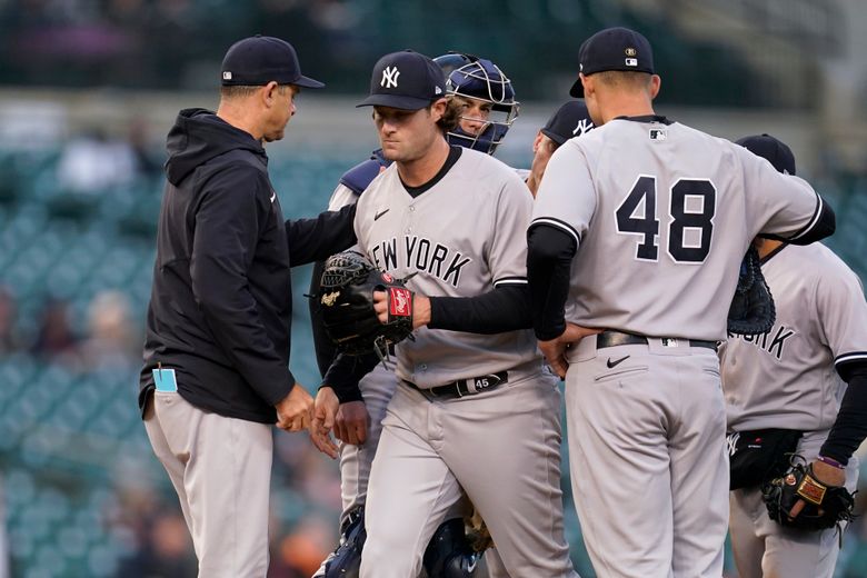Cole gets career-low 5 outs, pen leads Yanks over Tigers 4-2