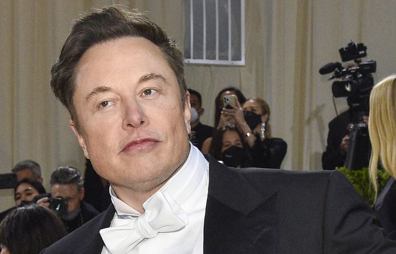 Elon Musk attends The Metropolitan Museum of Art’s Costume Institute benefit gala celebrating the opening of the “In America: An Anthology of Fashion” exhibition on Monday, May 2, 2022, in New York. (Photo by Evan Agostini/Invision/AP) NYPM125