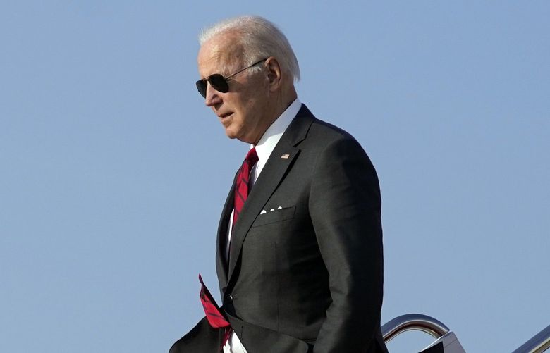 President Joe Biden arrives at Andrews Air Force Base, Md., after visiting a Lockheed Martin Pike County Operations facility in Alabama where they manufacture Javelin anti-tank missiles, Tuesday, May 3, 2022. (AP Photo/Evan Vucci) MDEV359 MDEV359
