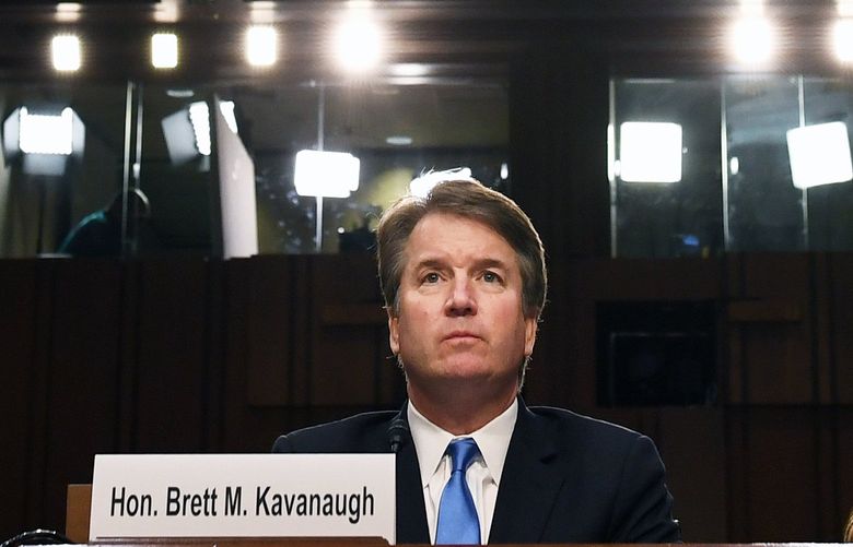 Then-Supreme Court nominee Brett Kavanaugh during his Senate confirmation hearings in 2018. MUST CREDIT: Washington Post photo by Matt McClain