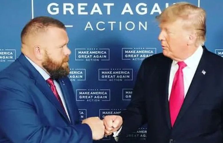 J.R. Majewski with Donald J. Trump in a photo provided by the campaign.