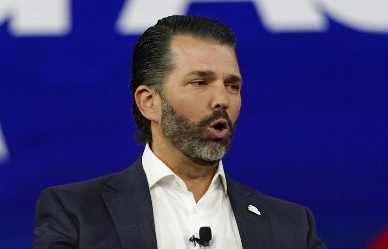 FILE – Donald Trump Jr., speaks at the Conservative Political Action Conference (CPAC), Feb. 27, 2022, in Orlando, Fla.  The oldest son of former President Donald Trump has met with the congressional committee investigating the Jan. 6, 2021, insurrection at the U.S. Capitol. That’s according to two people familiar with the matter.  (AP Photo/John Raoux, File) WX313 WX313