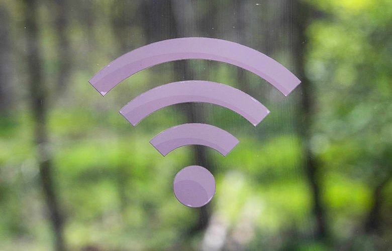 A Wi-Fi internet symbol on a window 